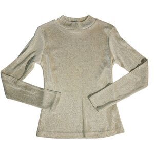 Vintage Rods Western Wear Top Size M Gold Sparkle Crew Neck Horse Show Clothes